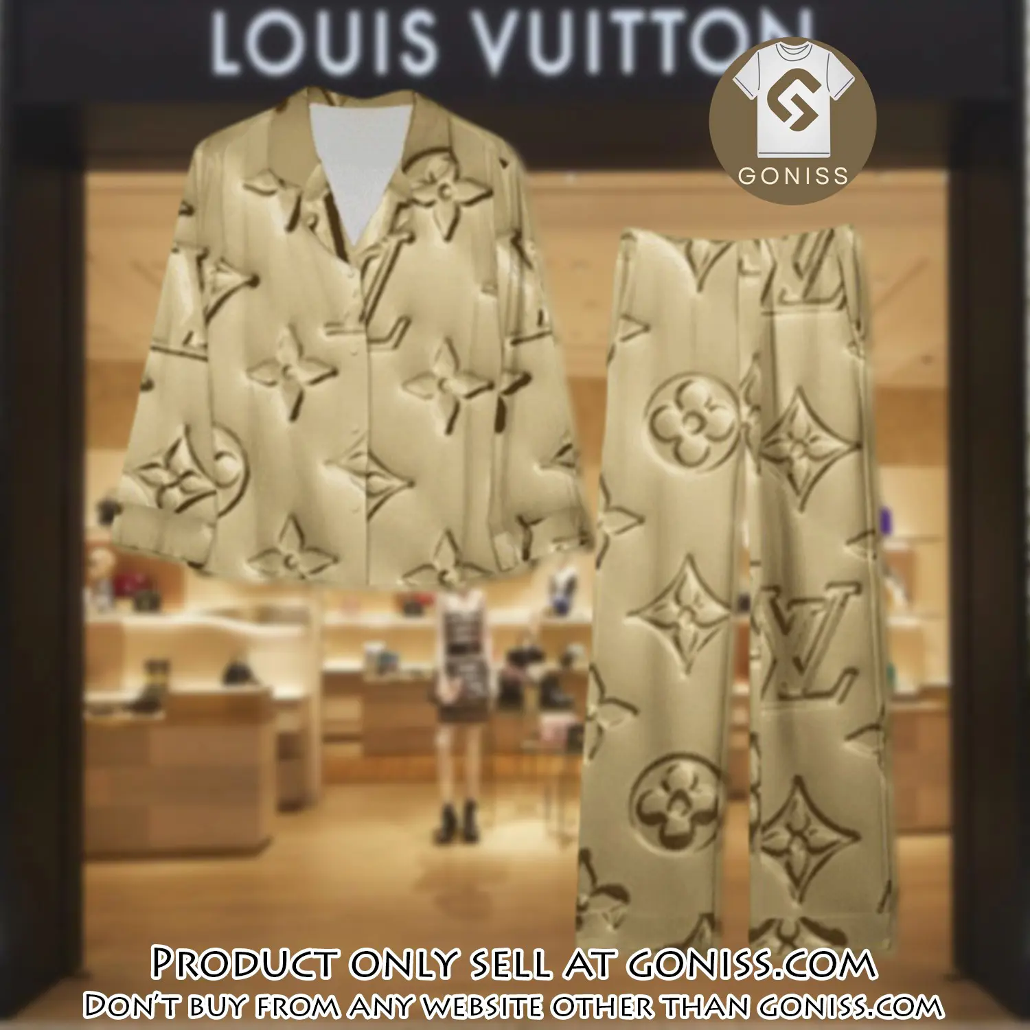 Trending luxury lv satin pajama set pjs1089 gn1208586